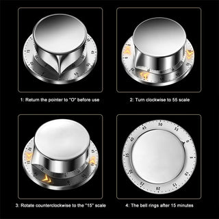 Stainless Steel Kitchen Timer with Magnetic Base Manual Mechanical Cooking Timer Countdown Cooking Tools KitchenTimer