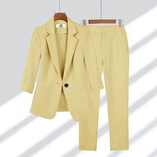 Women's Summer Thin Fashion Suit Jacket Pants Two-piece