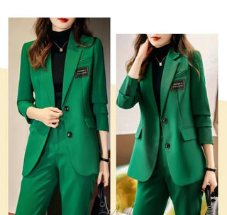 Long Sleeve Blazers Coat Pant Suit Korean Elegant Chic Matching Set