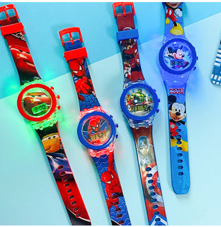 Disney Kid Cartoon Glowing Watch Marvel Spider-Man Boy Unicorn Princess Elsa Flash Electronic Digital Student Toy Clock Relogio