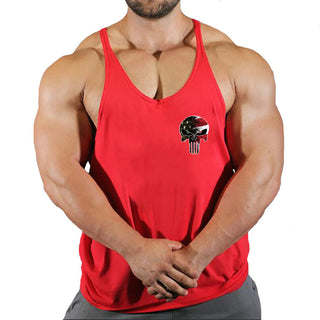 Skull Fitness Clothing Bodybuilding Shirt Men Top Fitness Sleeveless Sweatshirt Gym T-shirts Suspenders Man Men's Vest Stringer