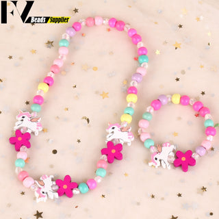 33 Style Colorful Wooden Cute Animal Flower Cartoon Children's Necklace Bracelet Girl's Child Jewelry Kids Toys Birthday Gifts