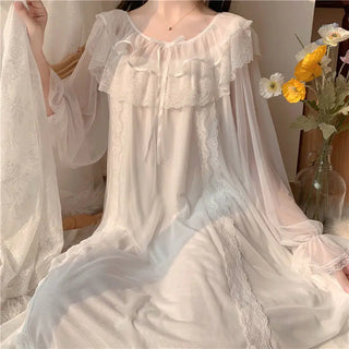 Long-sleeved Sexy Lace Home Clothes Night Gown Sleep Dress