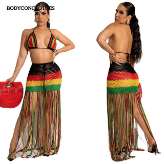 Bodyconclothes Colorful Hand Crochet Two Piece Set