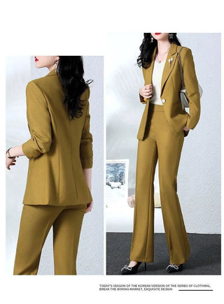 New Fashion Blazer Coat Trousers Two Piece Women's Elegant Casual Suit Jacket Pants Set