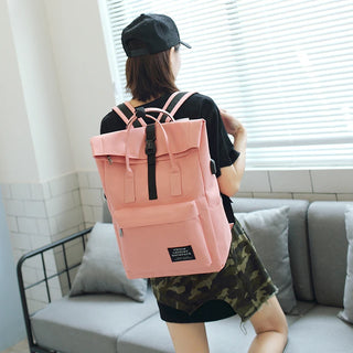 Women External USB Charge Backpack Nylon Rucksack