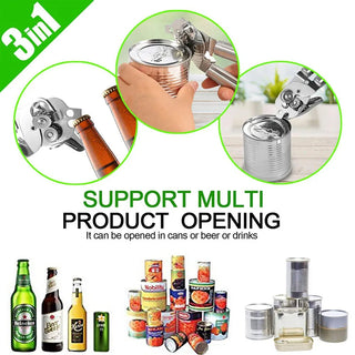 Can Opener Kitchen Accessories Gadget Sets Bottle Openers Stainless Steel Ergonomic Manual Kitchen Tools Free 2 Blades