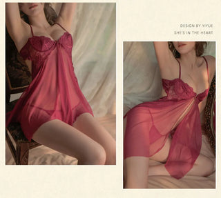 Women's Nightgown Lace Satin Slip