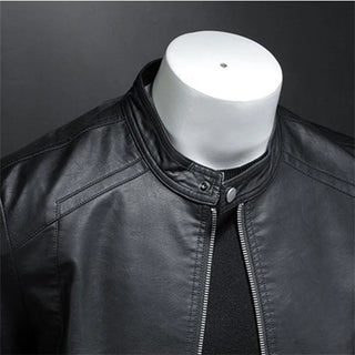 Mens Moto Biker Leather Coat