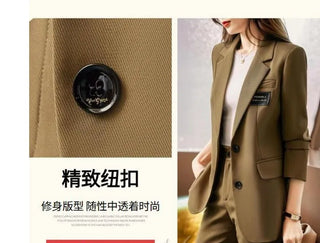 Long Sleeve Blazers Coat Pant Suit Korean Elegant Chic Matching Set