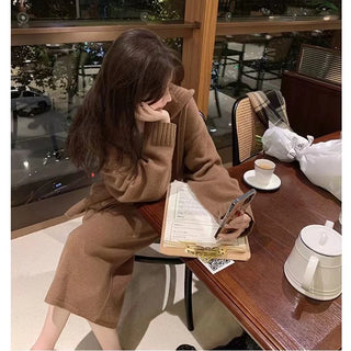 2 Piece Women Knitted Sweater Suits Winter Fashion Korean