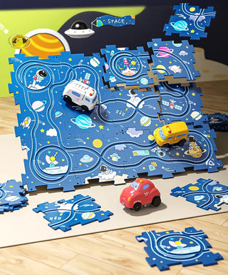 Puzzle Track Car for Kids Cartoon Dinosaurs Race Car Track Toys with Electric Car Educational Jigsaw Toy for Children Gift