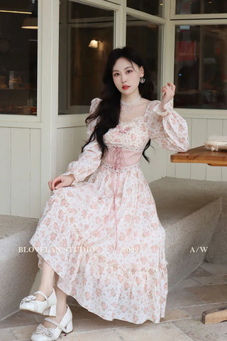 2023 Spring Pink Floral Elegant Dress Women