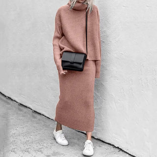 Fashion Women Slim Sweater Skirt Two Pieces Set