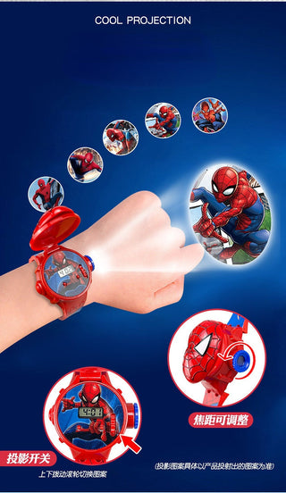 Disney Kid Cartoon Cool Ptojectio Watch Marvel Spider-Man Boy Unicorn Princess Elsa Flash Electronic Digital Student Toy Clock