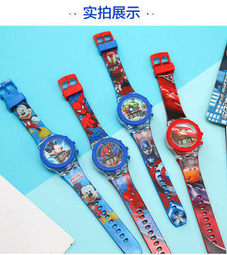 Disney Kid Cartoon Glowing Watch Marvel Spider-Man Boy Unicorn Princess Elsa Flash Electronic Digital Student Toy Clock Relogio