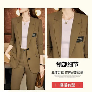 Long Sleeve Blazers Coat Pant Suit Korean Elegant Chic Matching Set