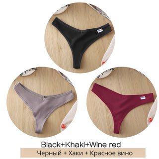 3Pcs/Set Women Cotton Thongs Panties Sexy Low Waist G-String Briefs Ladies lringerie.