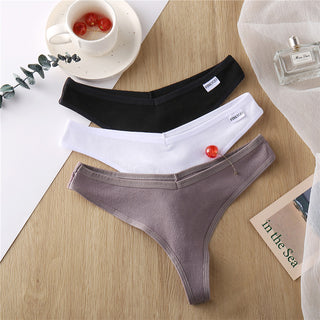 3Pcs/Set Women Cotton Thongs Panties Sexy Low Waist G-String Briefs Ladies lringerie.