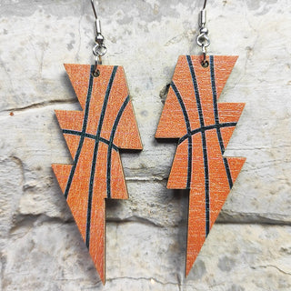 Laser Cutout Baseball Softball Sport Style Lightning Bolt Shape Wooden Dangle Earrings for Women Sproty Wood Charms Jewelry