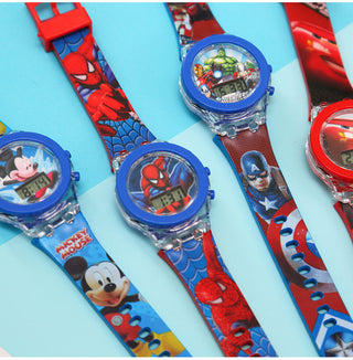 Disney Kid Cartoon Glowing Watch Marvel Spider-Man Boy Unicorn Princess Elsa Flash Electronic Digital Student Toy Clock Relogio