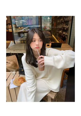 2 Piece Women Knitted Sweater Suits Winter Fashion Korean