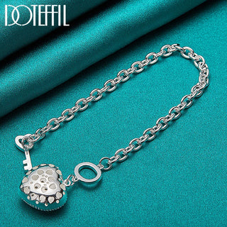 DOTEFFIL 925 Sterling Silver AAA Zircon Heart Bracelet Necklace Ring Set For Woman Wedding Engagement Party Charm Jewelry