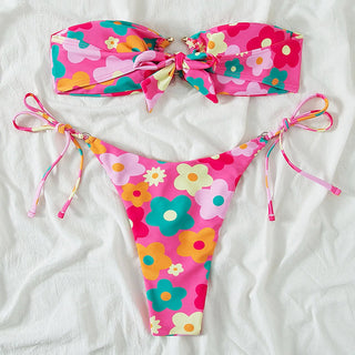 Sexy Floral Bikini Women Pink2 Pieces