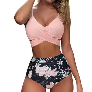 High Waist  Sexy Bikini Set Swimsuit Floral Beachwear V-Neck Bathing Suits Female