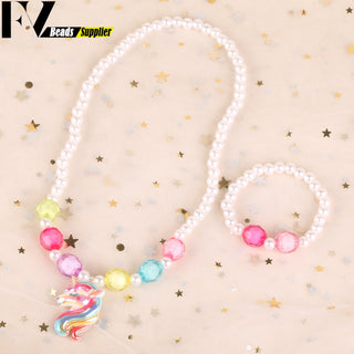 33 Style Colorful Wooden Cute Animal Flower Cartoon Children's Necklace Bracelet Girl's Child Jewelry Kids Toys Birthday Gifts