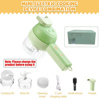 4in 1 Electric Food Processor USB Rechargeable Handheld Vegetable Slicer Multifunctional