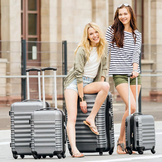 Tectake set of 4 gray ABS suitcases-ultralight travel suitcases,