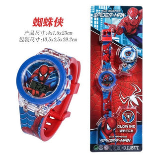 Disney Kid Cartoon Glowing Watch Marvel Spider-Man Boy Unicorn Princess Elsa Flash Electronic Digital Student Toy Clock Relogio