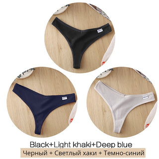 3Pcs/Set Women Cotton Thongs Panties Sexy Low Waist G-String Briefs Ladies lringerie.