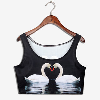 VIP FASHION Summer Sexy Women sense mànigues O Croptops 3D Printed Tank Tops Crop Casual Super Short Arms Tops Streetwear 2023