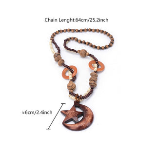 Boho Jewelry Ethnic Style Long Hand Made Bead Wood Elephant Pendant Necklace Sweater Chain For Women Fashion Neck Jewelry Gift