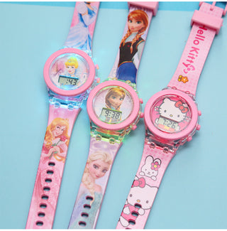 Disney Kid Cartoon Glowing Watch Marvel Spider-Man Boy Unicorn Princess Elsa Flash Electronic Digital Student Toy Clock Relogio