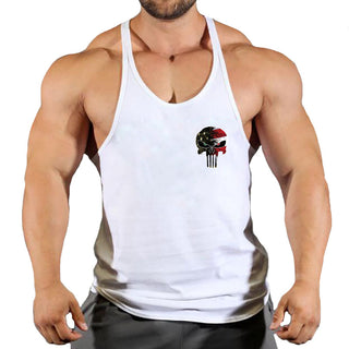 Skull Fitness Clothing Bodybuilding Shirt Men Top Fitness Sleeveless Sweatshirt Gym T-shirts Suspenders Man Men's Vest Stringer