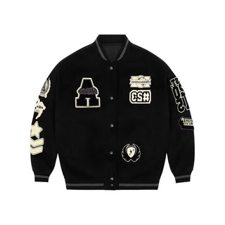 2024 New American hip-hop letter bomber embroidered Y2K coat