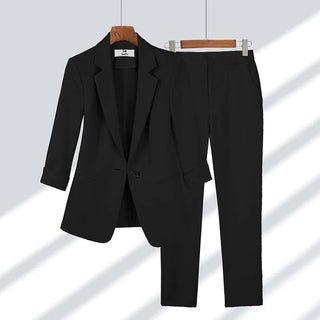 Women's Summer Thin Fashion Suit Jacket Pants Two-piece