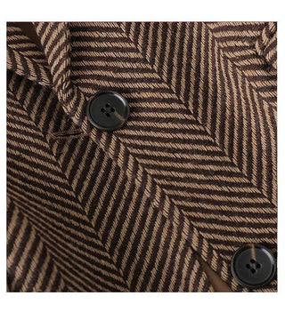 Women Coffee Stripe Formal Blazer business New