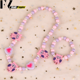 33 Style Colorful Wooden Cute Animal Flower Cartoon Children's Necklace Bracelet Girl's Child Jewelry Kids Toys Birthday Gifts