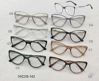 Fashion Blue Light Glasses Blocking Cat Eye Reading Glasses Women Trend Optical Tea Stripe Vision Care Eyeglasses Diopter 무테 안경