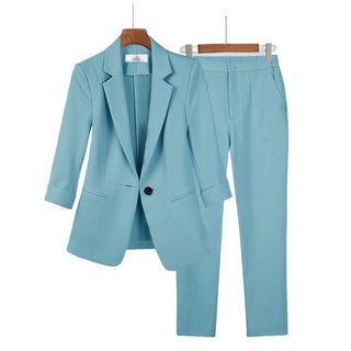 Women's Summer Thin Fashion Suit Jacket Pants Two-piece