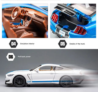 1:32 High Simulation Supercar Ford Mustang Shelby GT350 Car Model Alloy Pull Back Kid Toy Car 4 Open Door Children's Gifts GT500