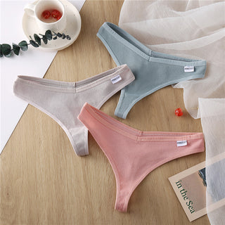 3Pcs/Set Women Cotton Thongs Panties Sexy Low Waist G-String Briefs Ladies lringerie.