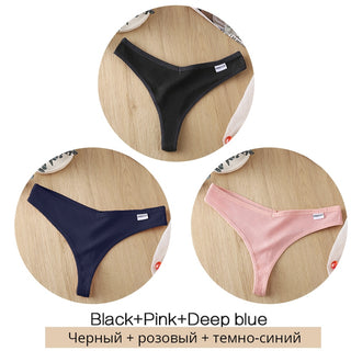 3Pcs/Set Women Cotton Thongs Panties Sexy Low Waist G-String Briefs Ladies lringerie.