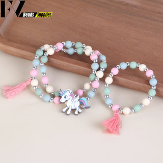 33 Style Colorful Wooden Cute Animal Flower Cartoon Children's Necklace Bracelet Girl's Child Jewelry Kids Toys Birthday Gifts