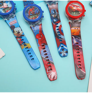 Disney Kid Cartoon Glowing Watch Marvel Spider-Man Boy Unicorn Princess Elsa Flash Electronic Digital Student Toy Clock Relogio