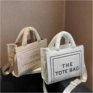 Female Square Tote Crossbody Bag Aesthetic Velour Elegant